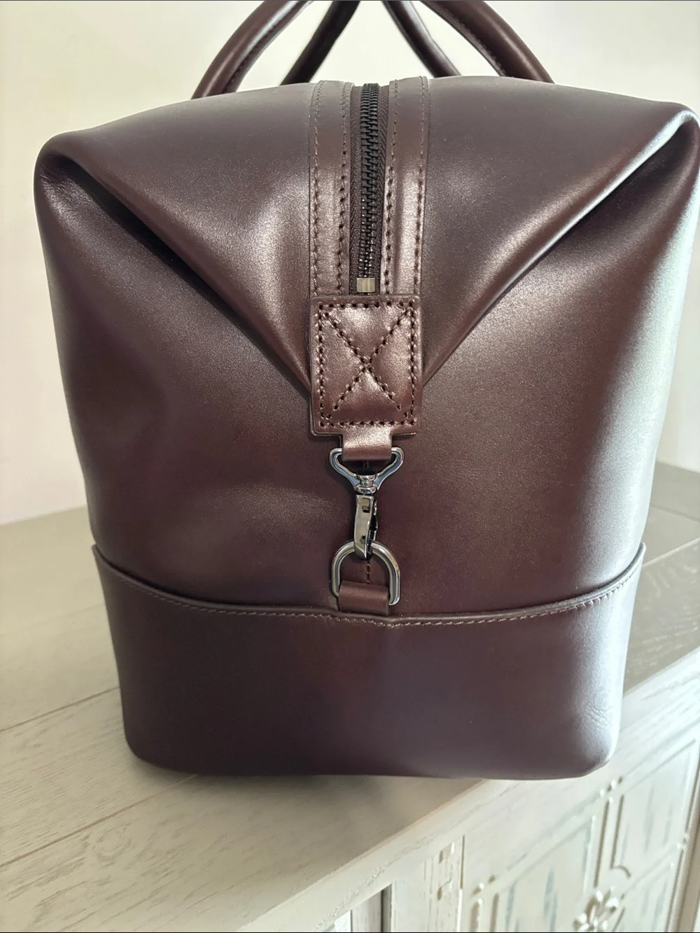 Mark & Graham Chestnut Brown Leather Duffel Bag